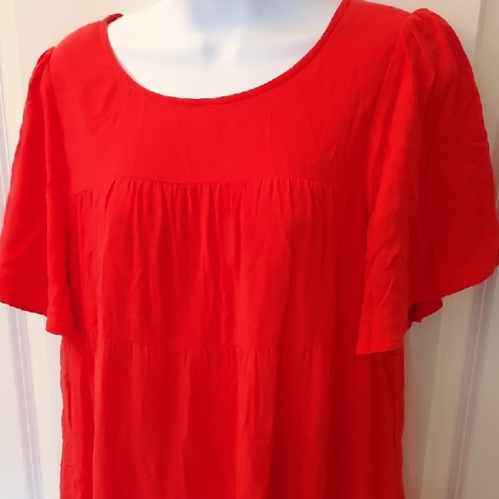 NWT, KLd, Red Ruffled Mini Sundress - Picture 2 of 7